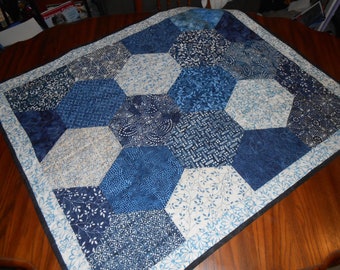 Blue batik table topper