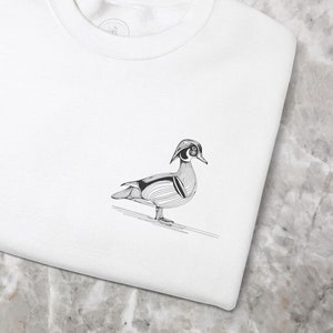 Stately Wood Duck, Adult Unisex Bird Sweatshirt, Line Art,  Fall and Winter Sweateshirt, Birding, Birdwatching, Birder, Minimalist Gift