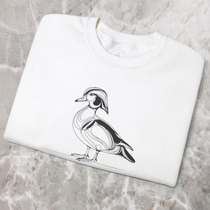 Wood Duck, Unisex Adult Bird Sweatshirt, Line Art, Birding, Birdwatching, Birder, Waterfowl, Minimalist Gift, Fall and Winter Sweateshirt