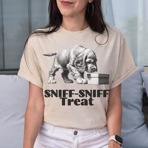 Dog Training Cocker Spaniel, Sniff Sniff Treat Unisex Tee shirt, Animal Lover Gift, Nose work tshirt, Cute Training working k9 scent work