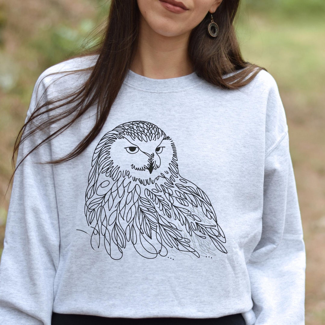 Owl Snowflake Art Print Casual Sweatshirt