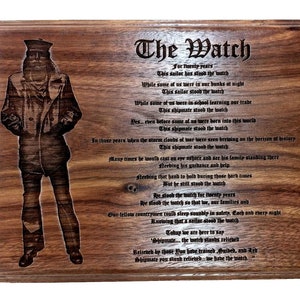 THE WATCH Poem engraved with a Lone Sailor plaque, retirement plaque, Military Gifts image 3