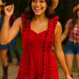 Red Ruffle Romper – Urban Outfitters Festive Jumpsuit/devil costume – Size XS bild 2