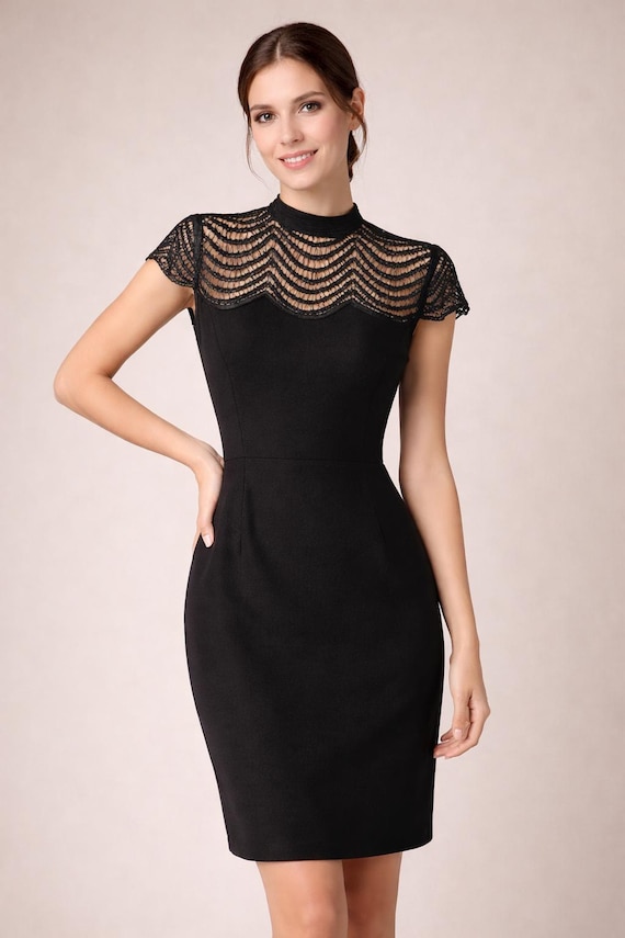 chinese dress ladies Lace Yoke Off-White & Grey Printed Dress