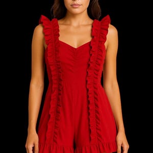 Red Ruffle Romper – Urban Outfitters Festive Jumpsuit/devil costume – Size XS bild 9