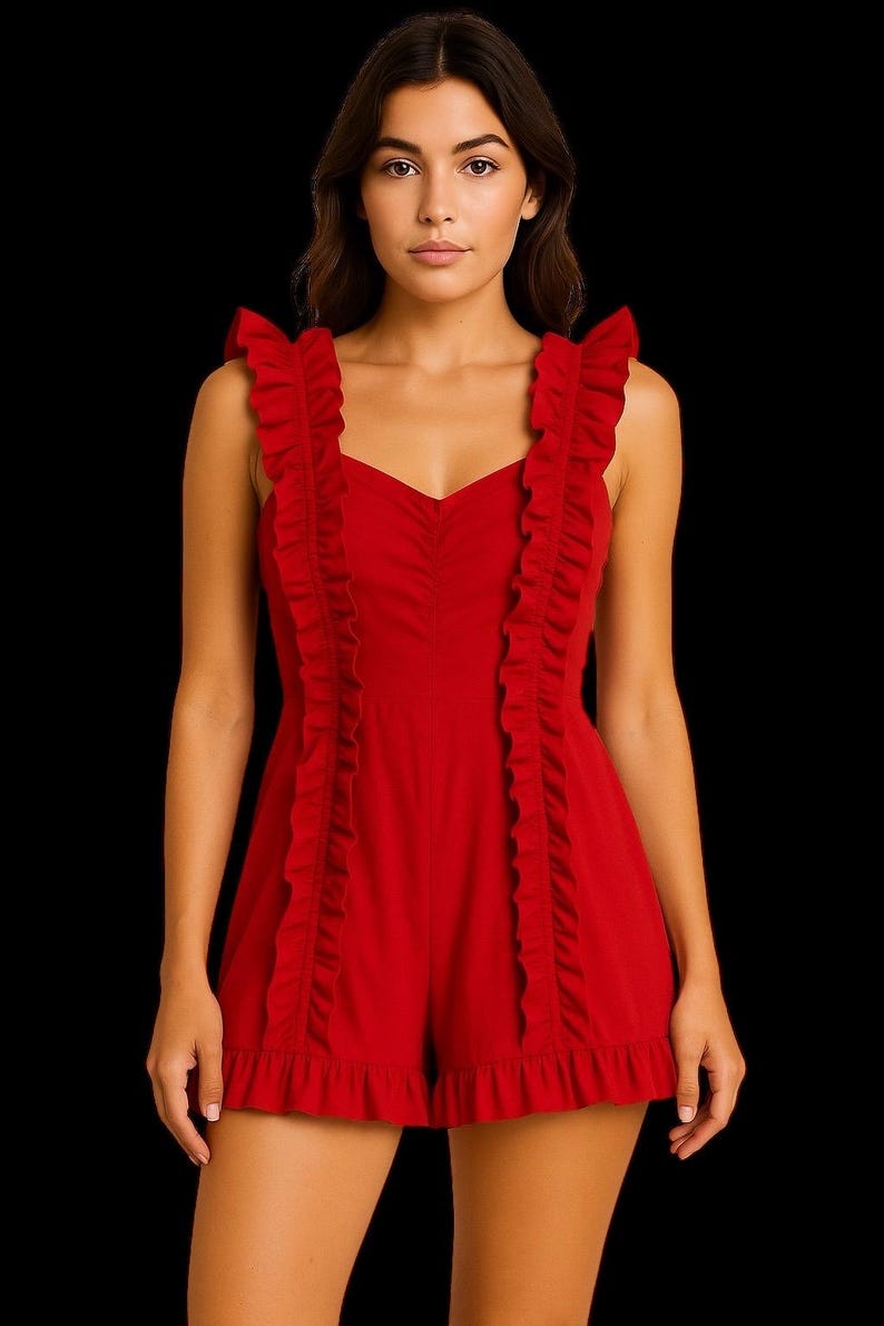 Red Ruffle Romper – Urban Outfitters Festive Jumpsuit/devil costume – Size XS bild 9