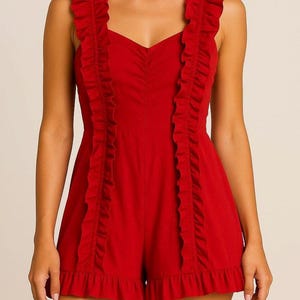 Red Ruffle Romper – Urban Outfitters Festive Jumpsuit/devil costume – Size XS bild 3