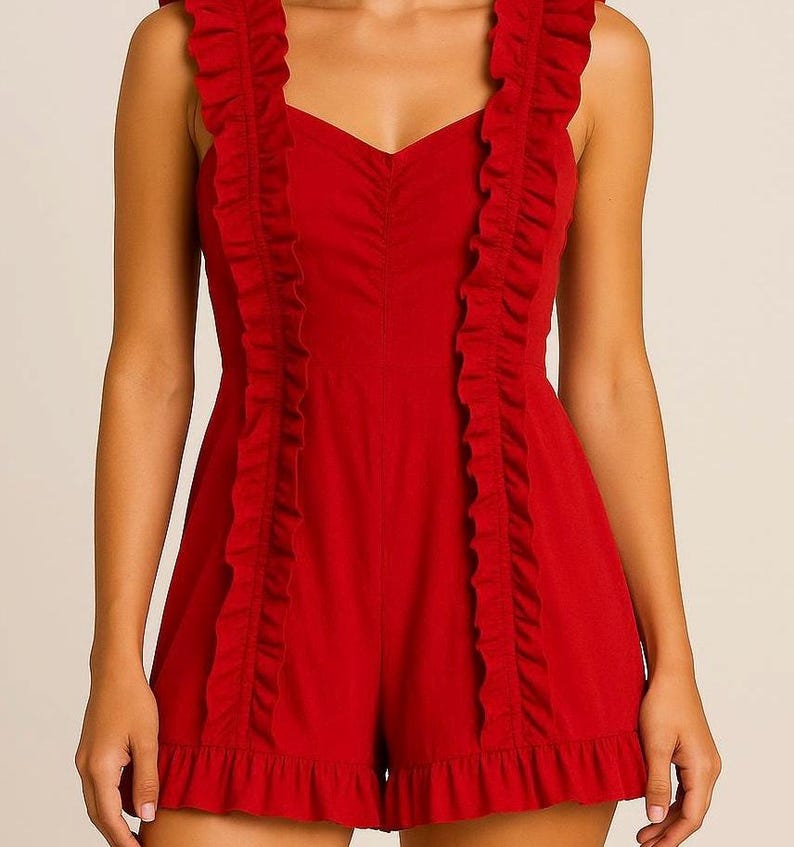 Red Ruffle Romper – Urban Outfitters Festive Jumpsuit/devil costume – Size XS bild 3
