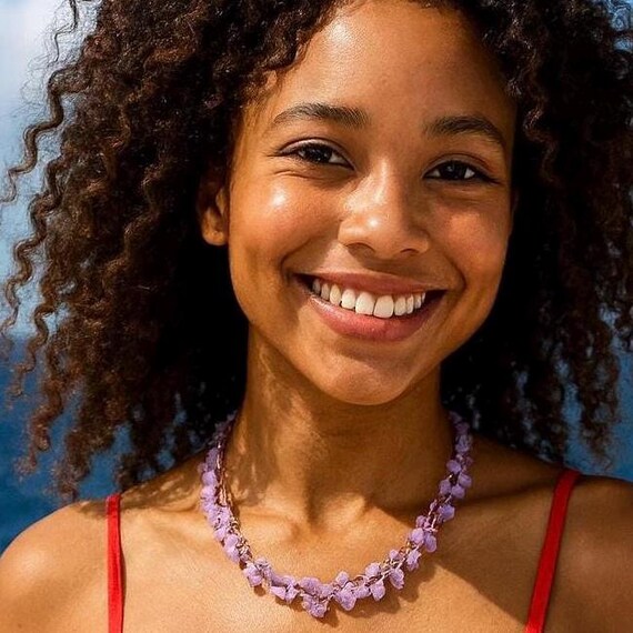 Handcrafted Amethyst Chip Multi-Strand Necklace -… - image 8