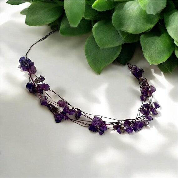 Handcrafted Amethyst Chip Multi-Strand Necklace -… - image 15