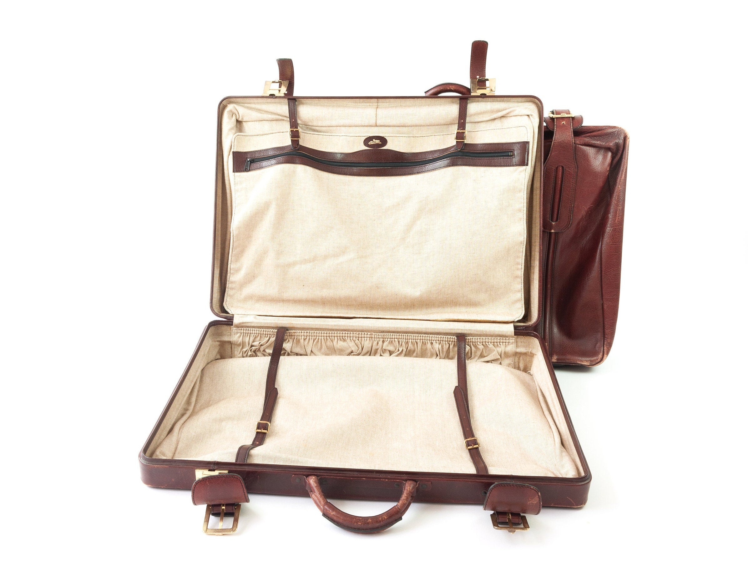 Travel Garment Bag Suit Carrier Leather Garment Bag Travel Etsy