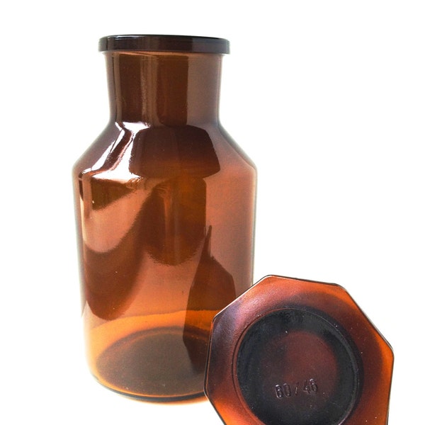 Large Amber Apothecary Jar Bottle Glass Amber Bottle Colored Glassware Pharmacy Graduation