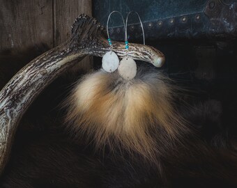 Fox fur Pom Pom earrings, fur jewelry