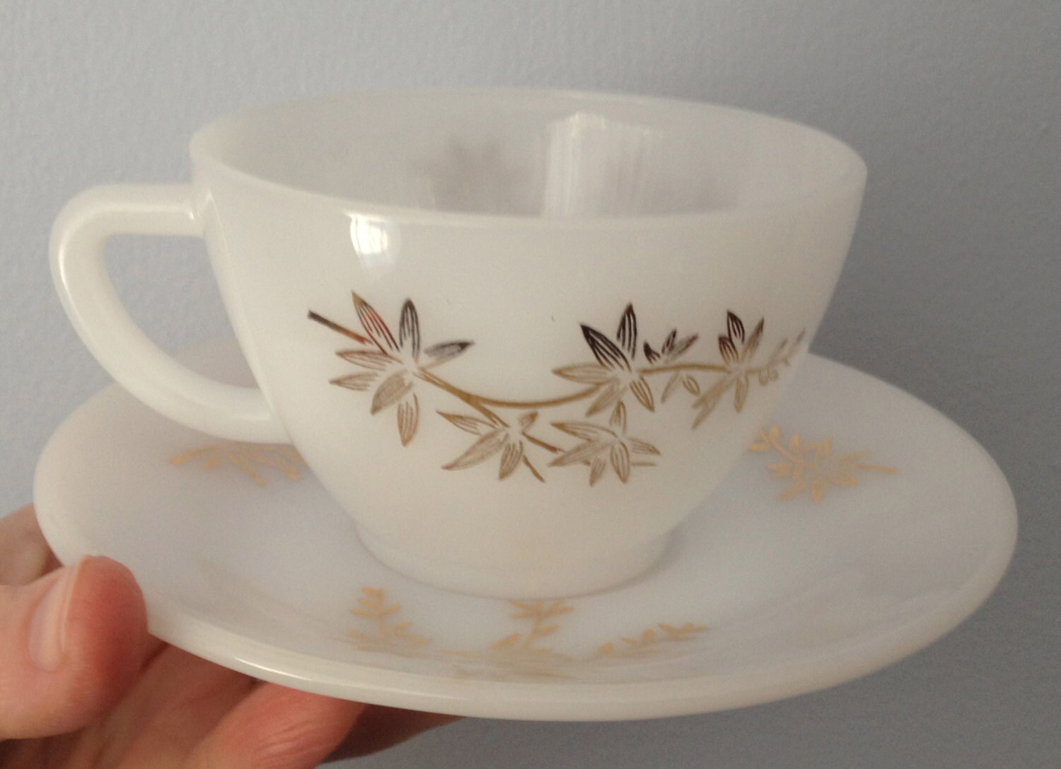 Large set of Heat Proof milk glass cups bowls and saucers Etsy