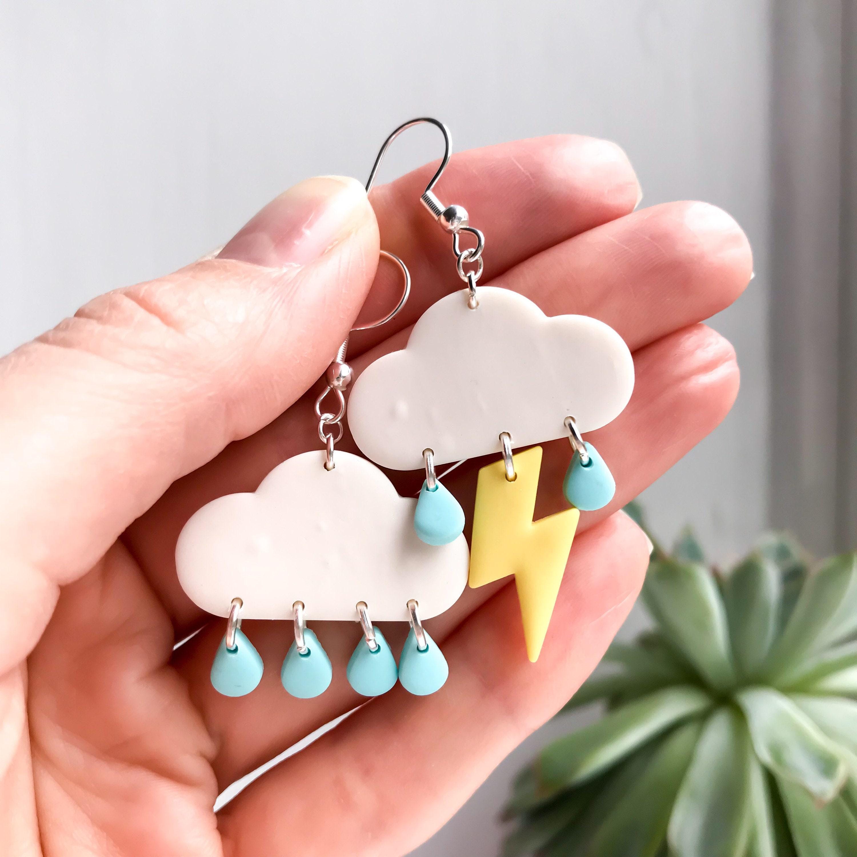 Polymer clay cloud earrings discount