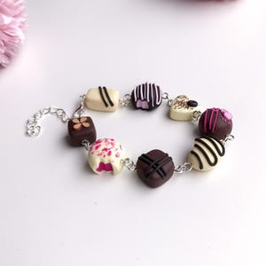 Chocolate Bracelet - polymer clay food bracelet, whimsical bracelet, chocolate jewelry, cute easter gift for daughter