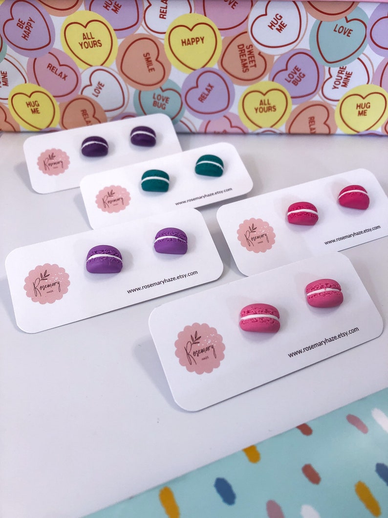 Macaron Stud Earrings Macarons Earring Polymer Clay Etsy