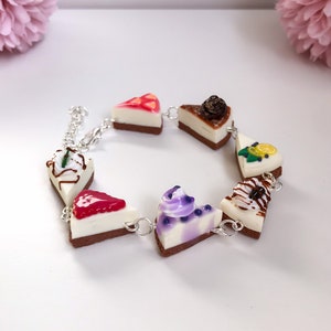 Cheesecake Bracelet - realistic dessert bracelet, polymer clay miniature food jewellery, baking gift for women