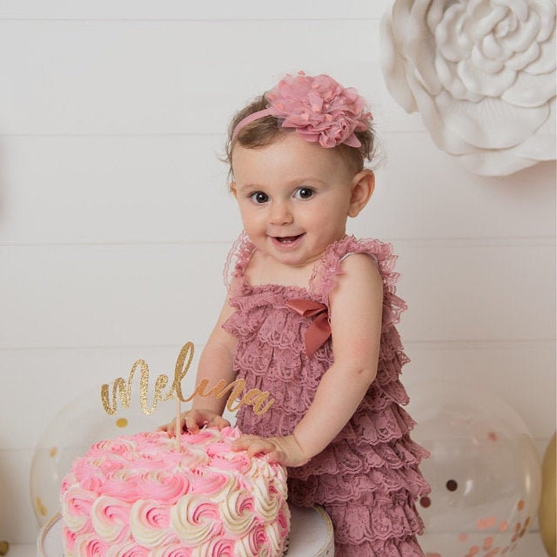 Dusty Rose Lace Romper Set, Baby Girl coming home outfit, dusty Rose Romper, flower girl outfit,1st Birthday outfit,newborn baby girl romper image 3