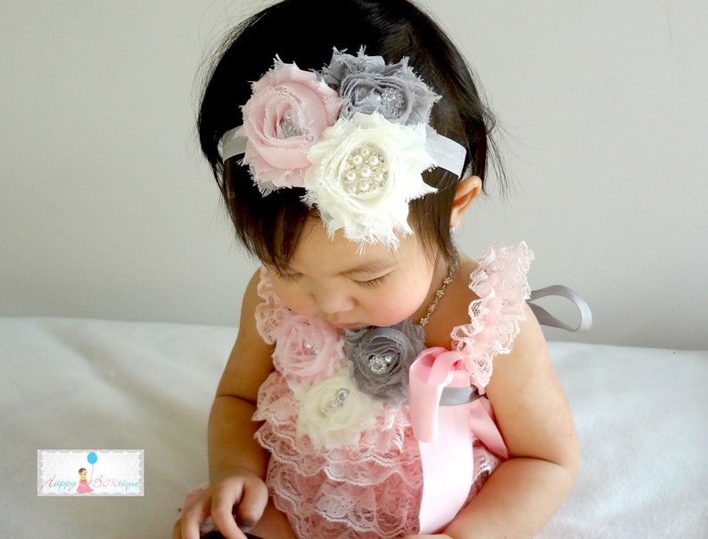 Birthday outfit wedding flower girl Romper Vintage Ivory Cream Lace Petti Romper baptism 3pcs Romper set baby gift baby girls romper