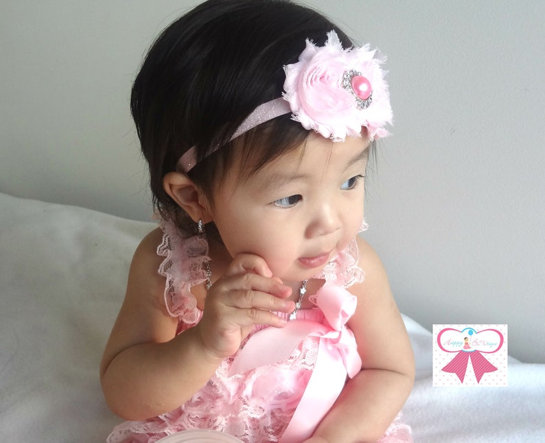 newborn headband Light Pink Headband baby girls headband MTM Petti Romper Duo Shabby Baby Pink baby Girls headband