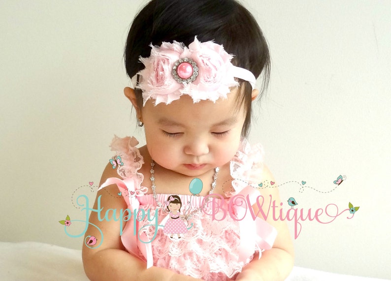 newborn headband Light Pink Headband baby girls headband MTM Petti Romper Duo Shabby Baby Pink baby Girls headband