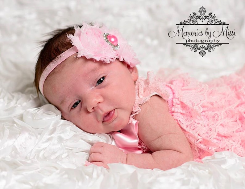 newborn headband Light Pink Headband baby girls headband MTM Petti Romper Duo Shabby Baby Pink baby Girls headband