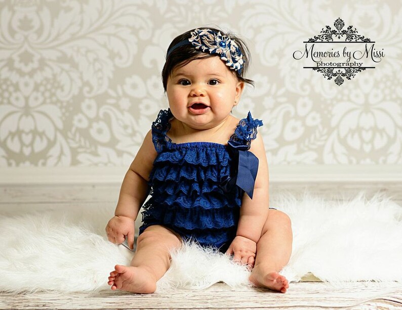 Baby Navy Blue Petti Lace Romper Romper Newborn Romper Etsy