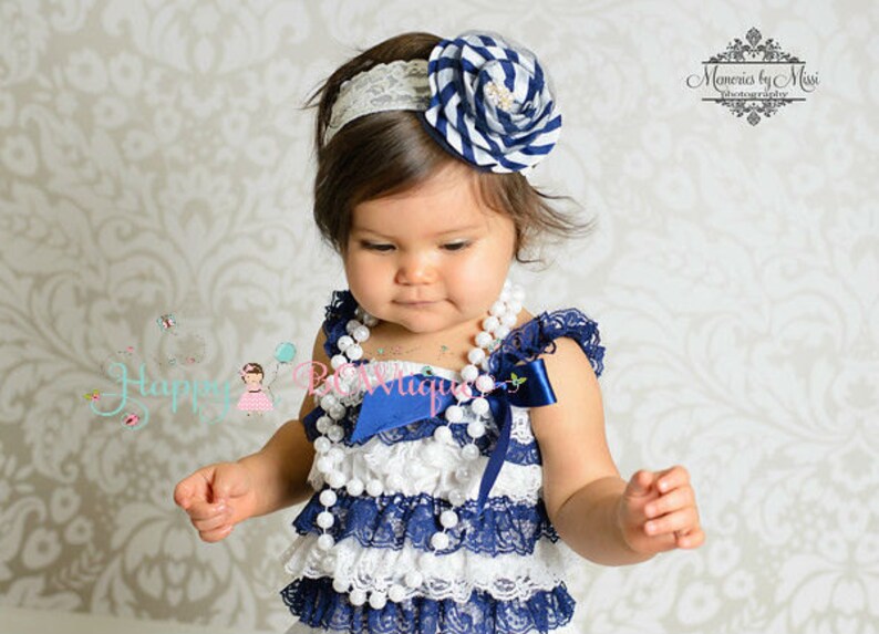 Baby headband Stunning Large Satin Navy Stripes headband Etsy