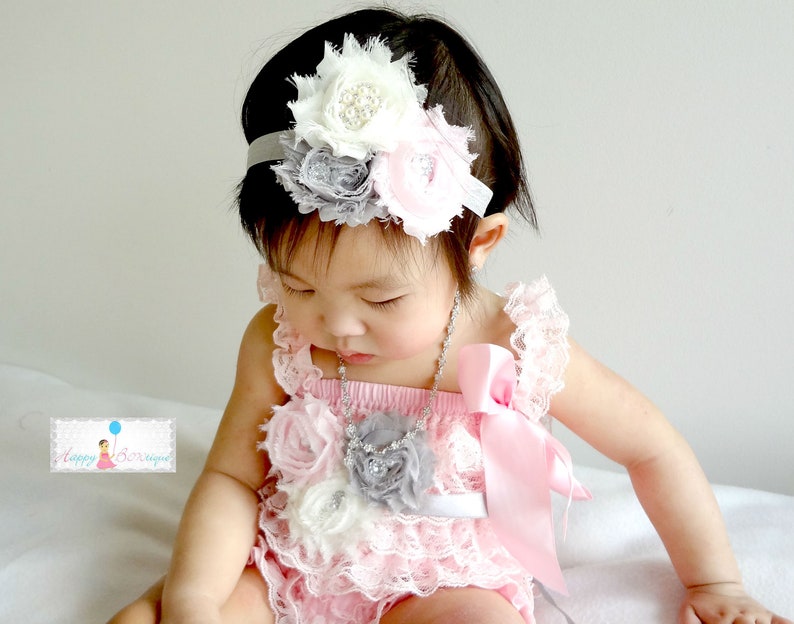 Birthday outfit wedding flower girl Romper Vintage Ivory Cream Lace Petti Romper baptism 3pcs Romper set baby gift baby girls romper