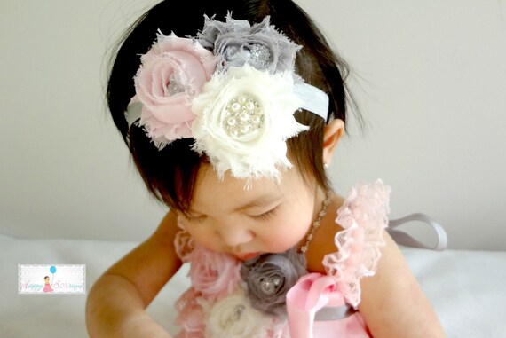 CHRISTENING PREEMIE XS TODDLER 4/" CLUSTER FLOWER HEADBAND IVORY I101 PHOTOGRAPHY