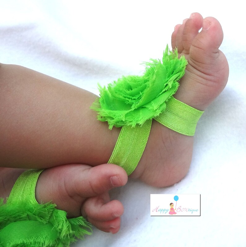 Baby Barefoot Sandals Infant / Lime Shabby Baby Barefoot Etsy