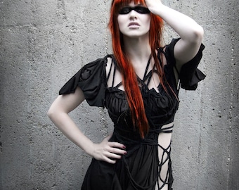 Handmade Asymmetrical Black Dress "B. No 2", ROHMY Black Labell / Nocturne Collection