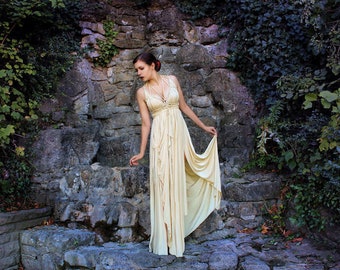 Handmade Weddingdress "Egeria" by ROHMY Ropework Couture /// Floor-length draped elegant gown