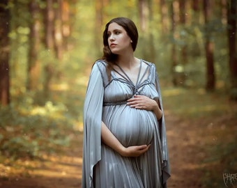 Handmade Maternity Weddingdress "Juno" in different grey shades by ROHMY Couture