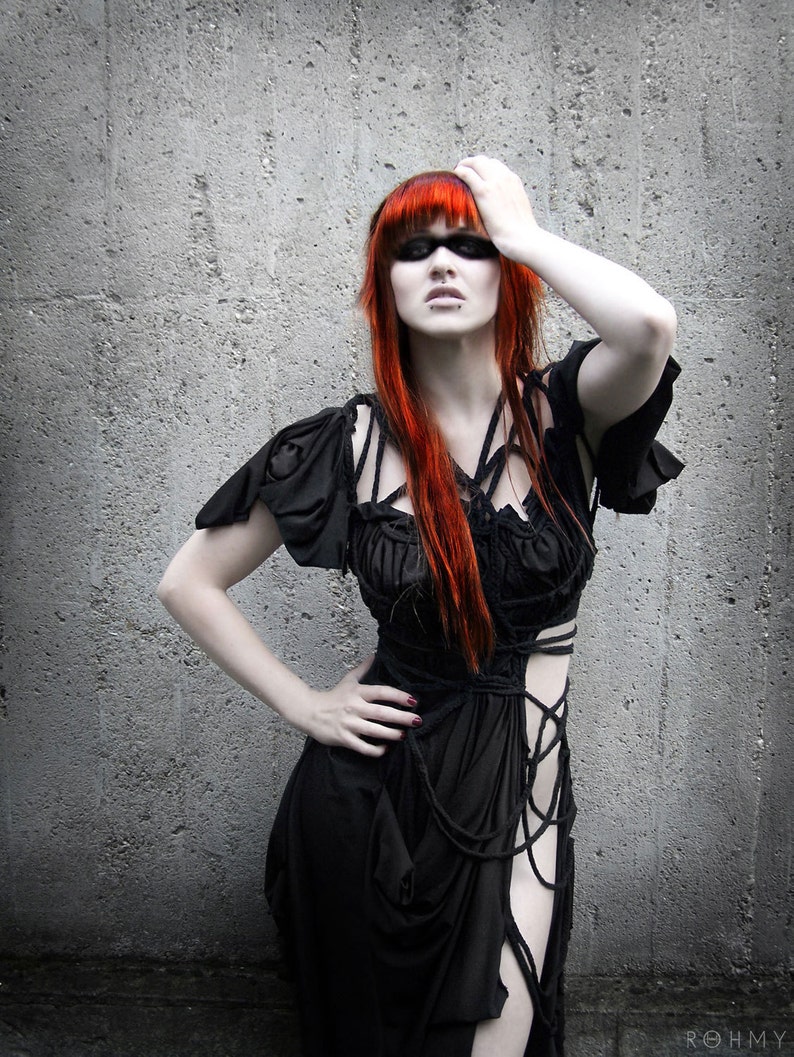 Handmade Asymmetrical Black Dress B. No 2, ROHMY Black Labell / Nocturne Collection image 1