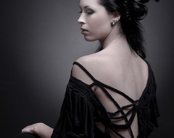 Black Dress "B. No 3", ROHMY Black Label /// Type 2 / asymmetrical / avantgarde / handmade / Nocturne Collection