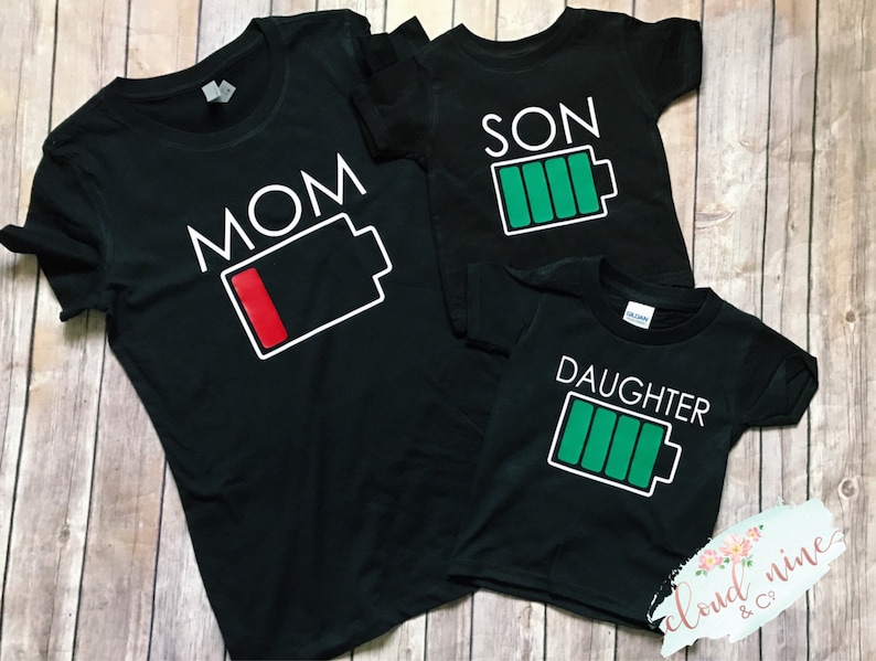 Mom Low Battery shirt Daughter Full Battery Shirt Son Full | Etsy