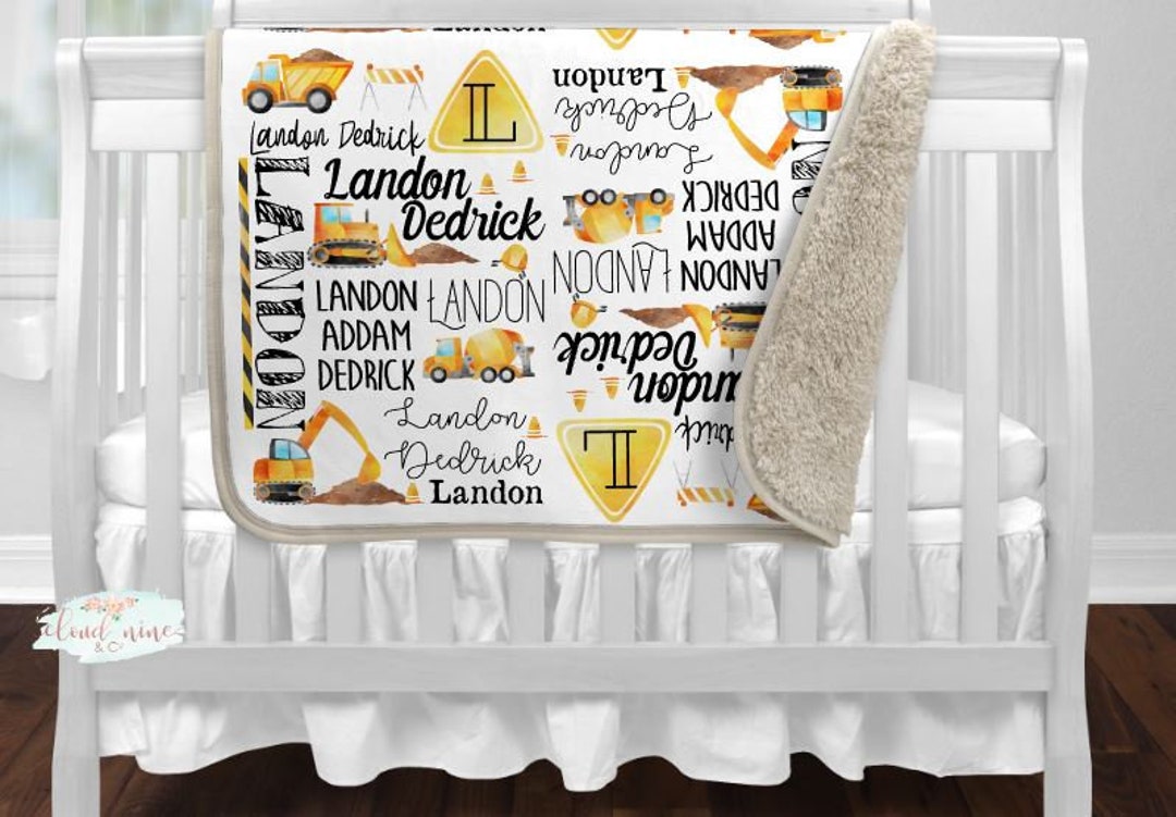 Construction Truck Baby Blanket, Truck Name Baby Blanket, Trucks Name Blanket, Personalized Baby
