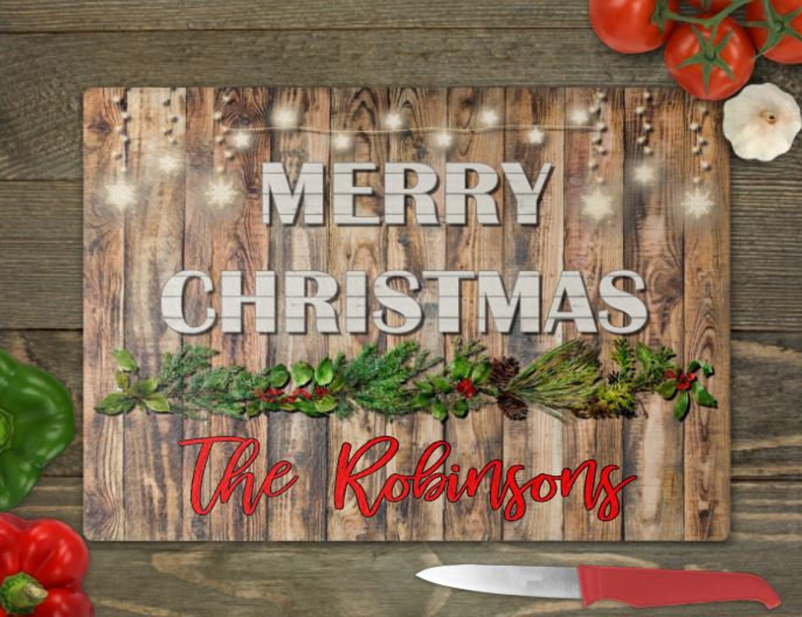 Custom Cutting Board Merry Christmas Cutting Board Christmas Etsy