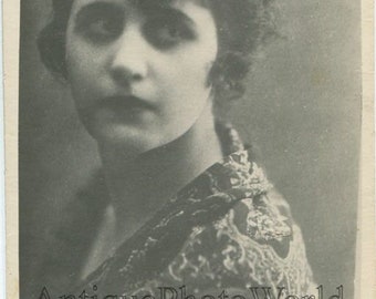 Russian silent film actress Vera Holodnaya w pearl necklace antique photo pc