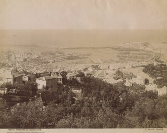 Genoa L\\/'Aquasola park fountain antique albumen photo by Noack Italy