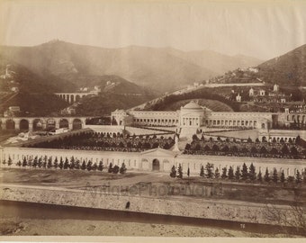 Genoa L\\/'Aquasola park fountain antique albumen photo by Noack Italy