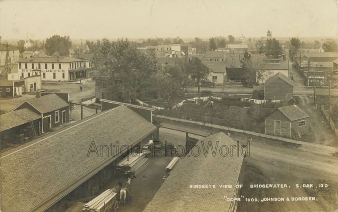 Bridgewater South Dakota rare antique aerial view rppc photo Etsy