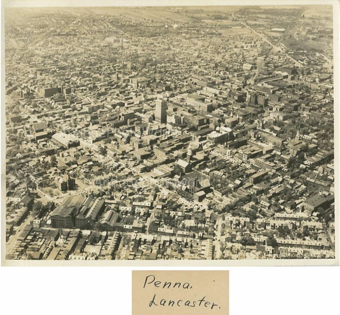 Lancaster Pennsylvania aerial view antique photo Etsy