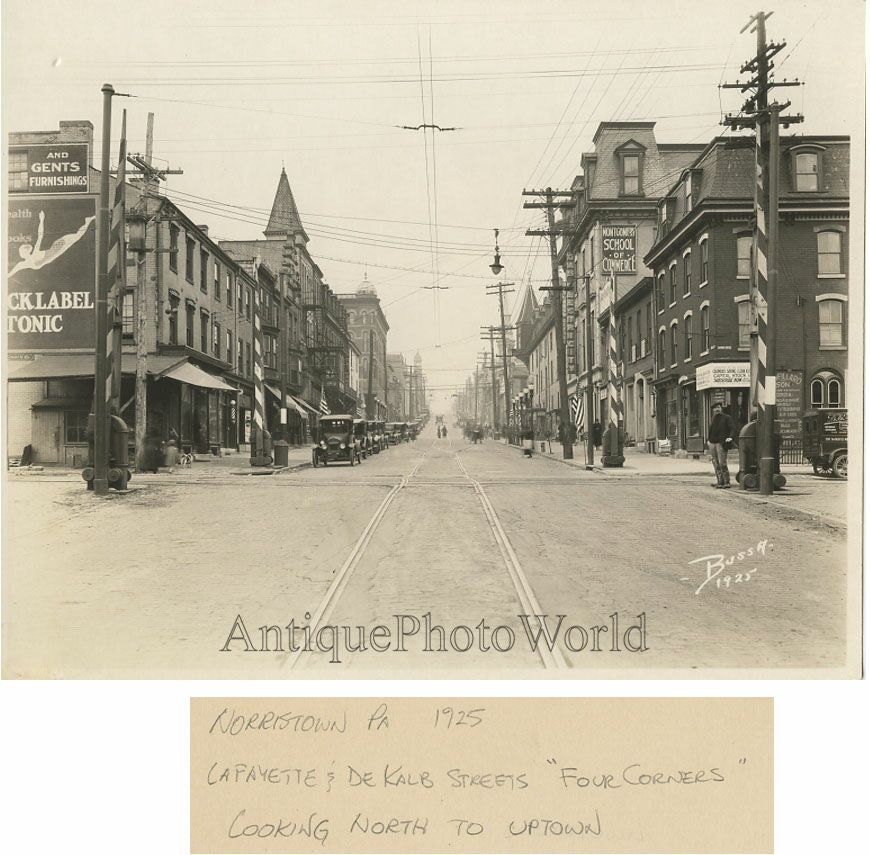 Norristown PA Dekalb Street Shops Cars Trolley Tracks Antique Etsy