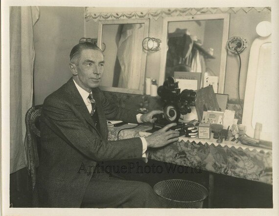 Actor In Dressing Room W Pathex Projector Antique Photo