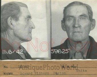 Arrested old man criminal antique police mug shot photo