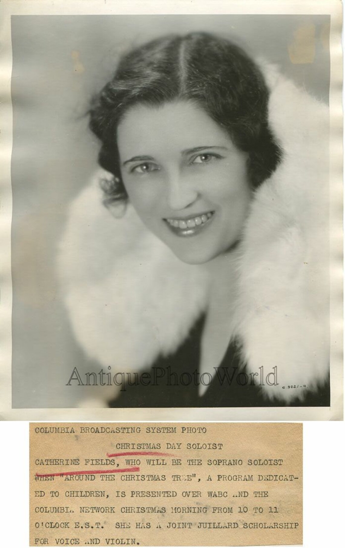 Soprano singer Catherine Fields antique photo Etsy