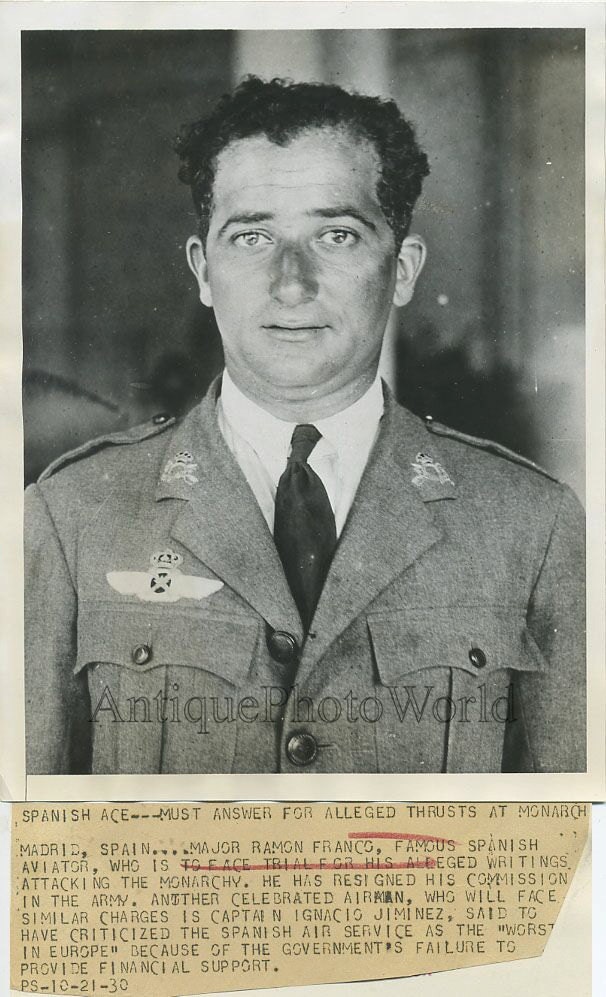 Spanish pilot Major Ramón Franco antique aviation photo Etsy